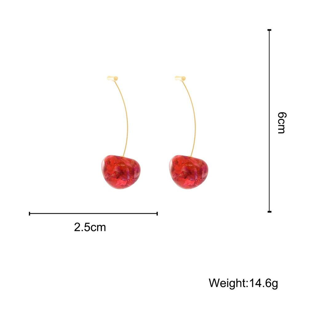 Cherry Drop Earrings with Crystal Fruit Charms by HitMyNeed