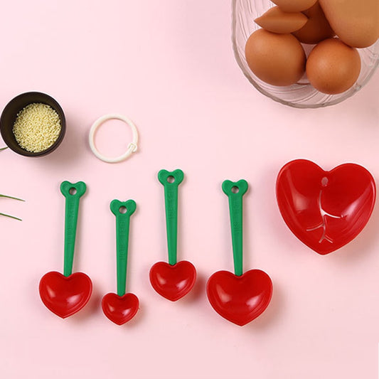 Cherry Heart Measuring Spoons Set with Egg Separator by HitMyNeed