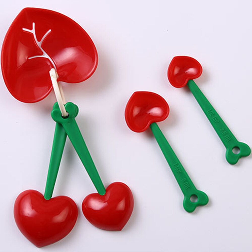 Cherry Heart Measuring Spoons Set with Egg Separator by HitMyNeed