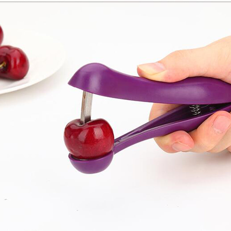 Cherry Pitter Tool and Fruit Corer with Squeeze Handle by HitMyNeed