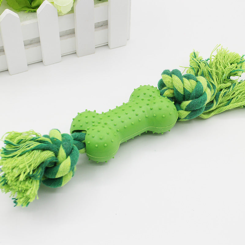 Chewing Cotton Rope Bone Dog Toy by HitMyNeed