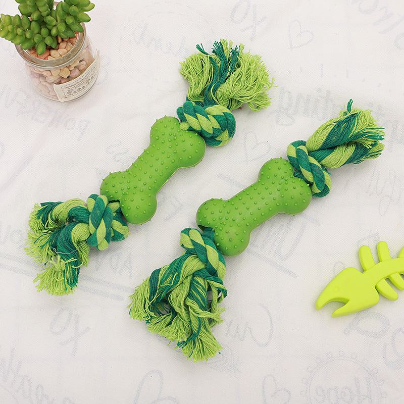 Chewing Cotton Rope Bone Dog Toy by HitMyNeed