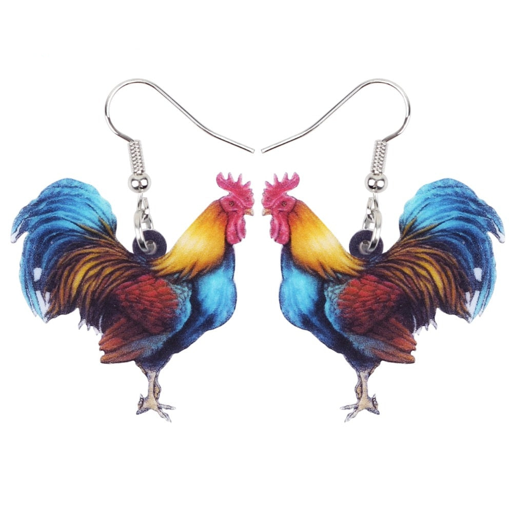 Chicken Dangle Earrings for Women - Farm Animal Design by HitMyNeed