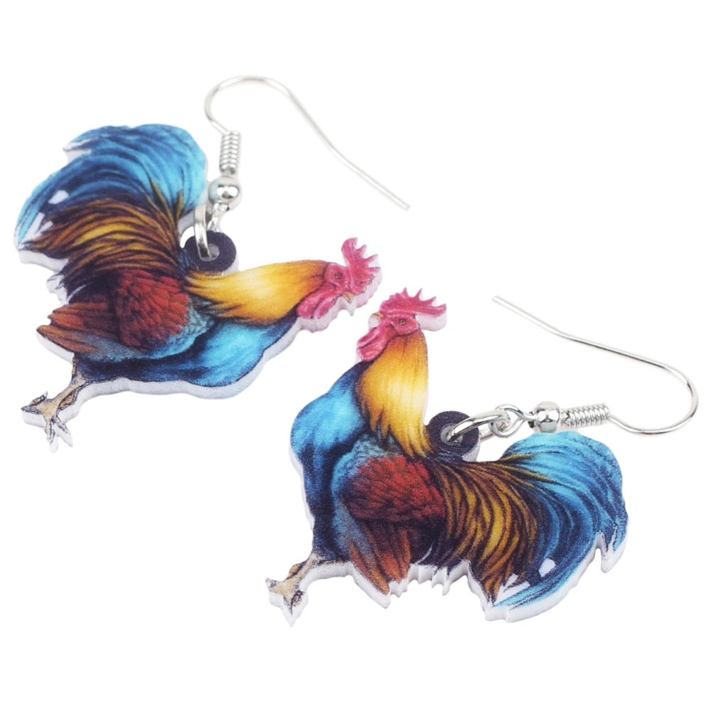 Chicken Dangle Earrings for Women - Farm Animal Design by HitMyNeed