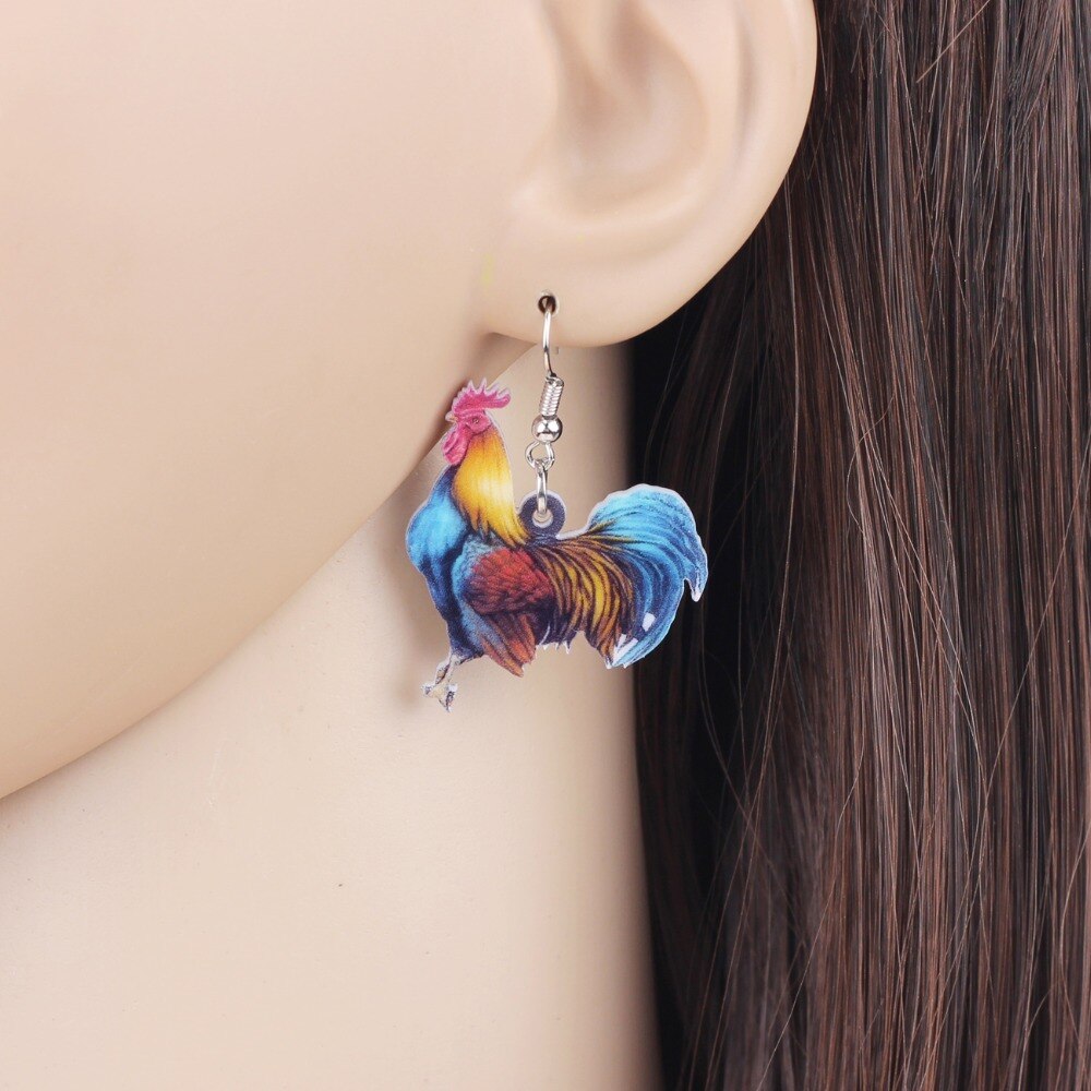 Chicken Dangle Earrings for Women - Farm Animal Design by HitMyNeed