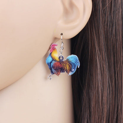 Chicken Dangle Earrings for Women - Farm Animal Design by HitMyNeed