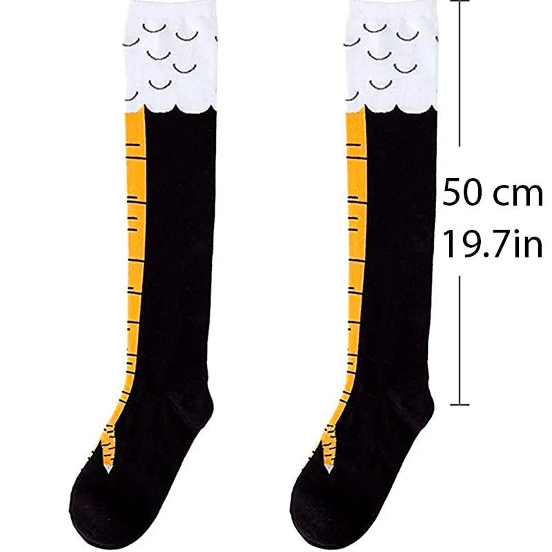 Chicken Legs Knee-High Novelty Socks yellow-black by HitMyNeed