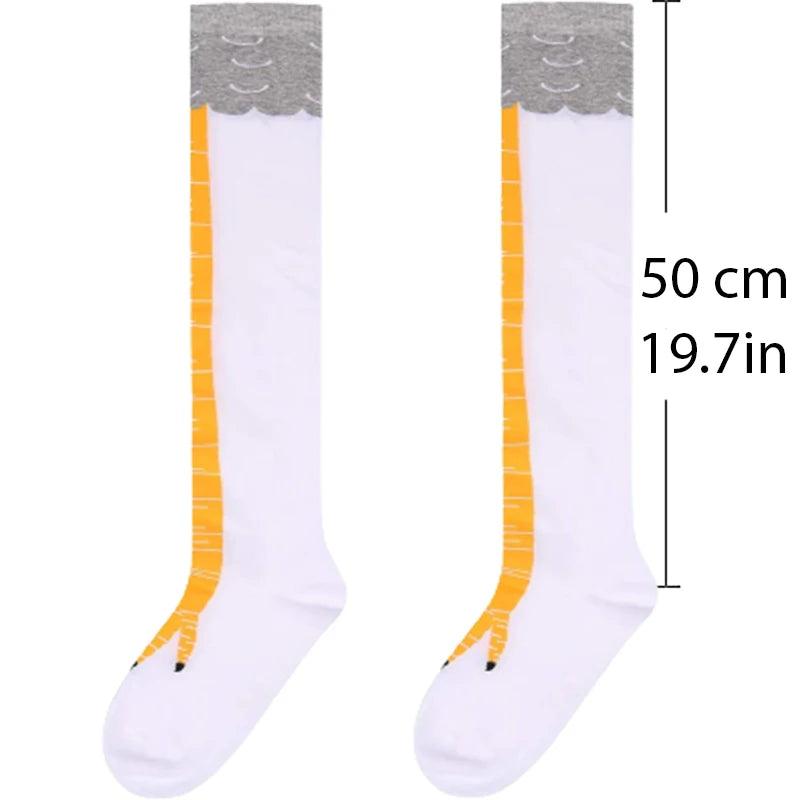 Chicken Legs Knee-High Novelty Socks yellow-white by HitMyNeed