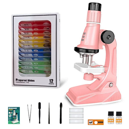 Children LED Microscope Kit 200x-1200x STEM Toy pink-with-bben by HitMyNeed