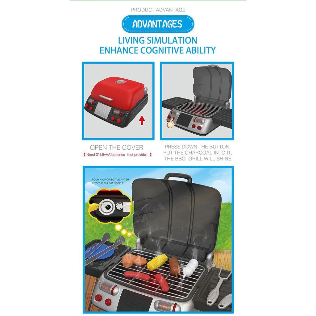 Children's BBQ Play Set with Realistic Smoke & Sound by HitMyNeed