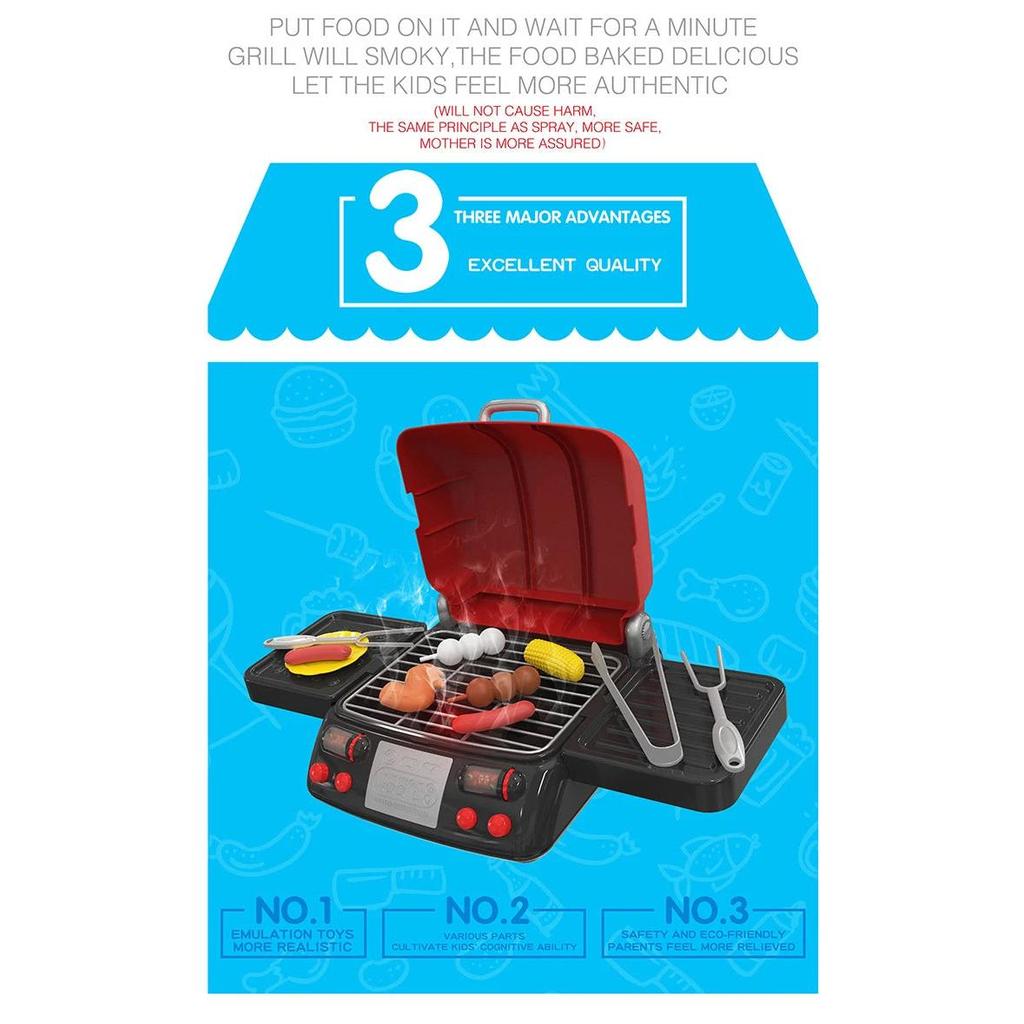 Children's BBQ Play Set with Realistic Smoke & Sound by HitMyNeed