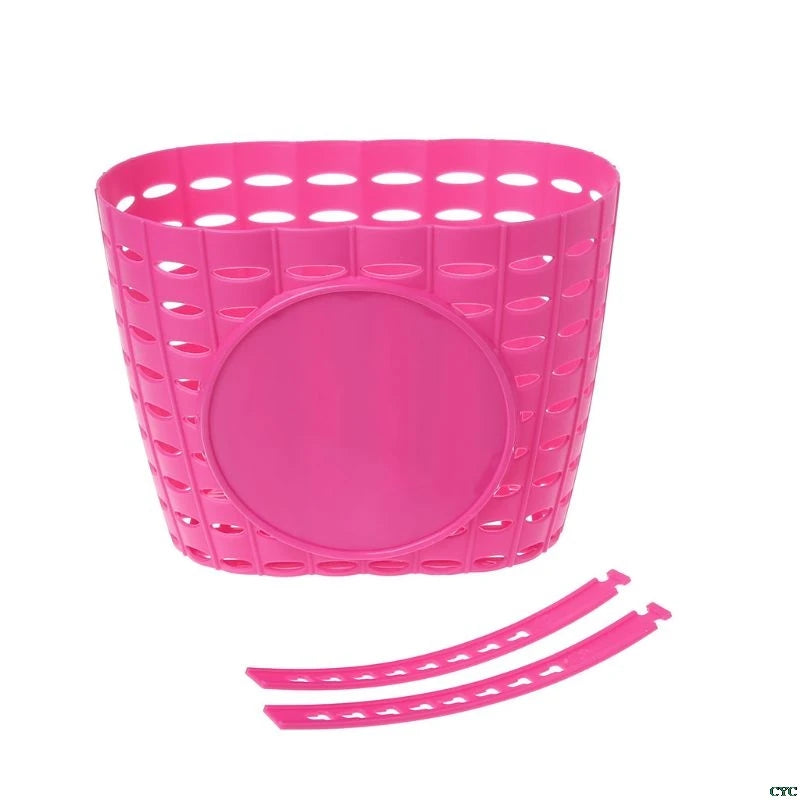 Children's Plastic Bike Basket with Straps pink by HitMyNeed
