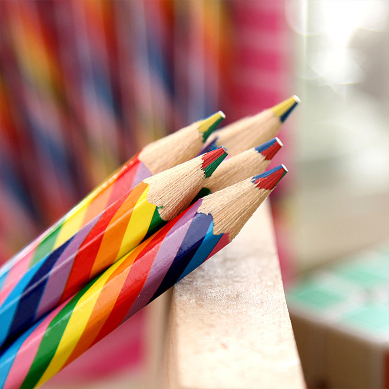 Children's Rainbow Color Pencils Set (4 Pack) by HitMyNeed