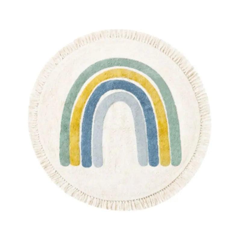 Children's Rainbow Tassel Rug - Non-Slip Play Mat 1pc-blue-rainbow 140x140cm by HitMyNeed