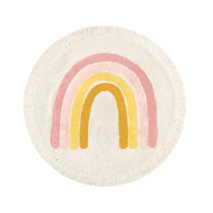 Children's Rainbow Tassel Rug - Non-Slip Play Mat 1pc-pink-rainbow 60x60cm by HitMyNeed