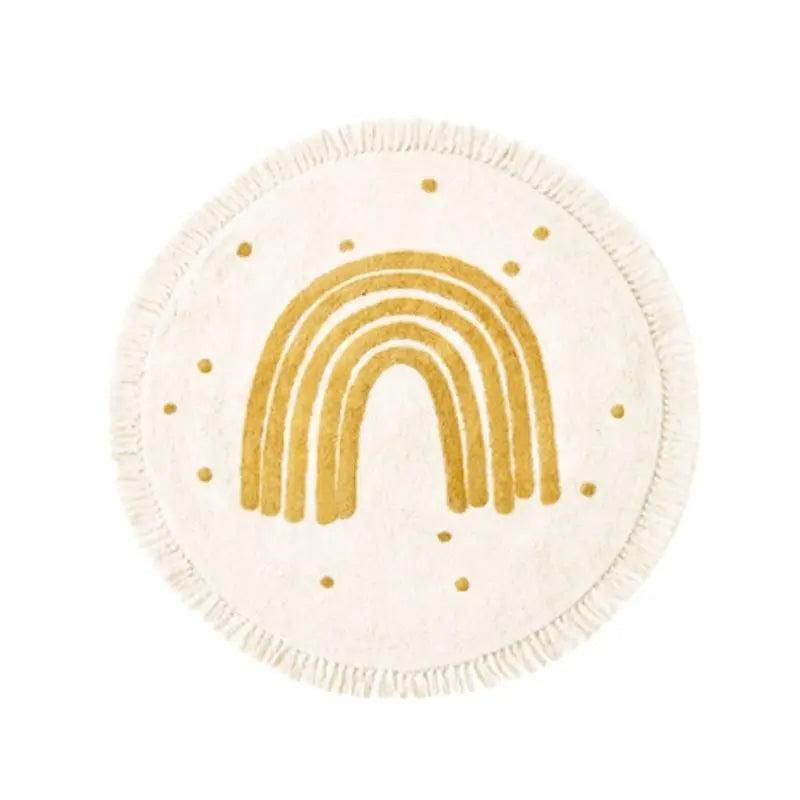 Children's Rainbow Tassel Rug - Non-Slip Play Mat 1pc-yellow-rainbow 80x80cm by HitMyNeed