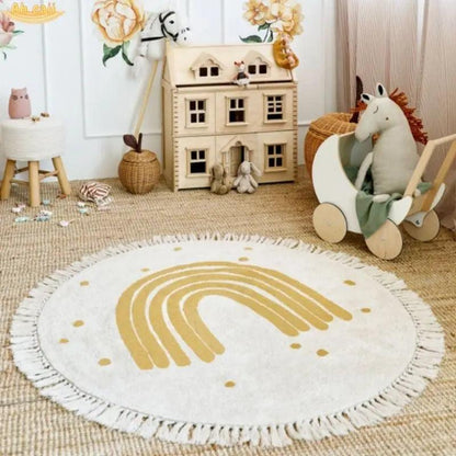 Children's Rainbow Tassel Rug - Non-Slip Play Mat by HitMyNeed
