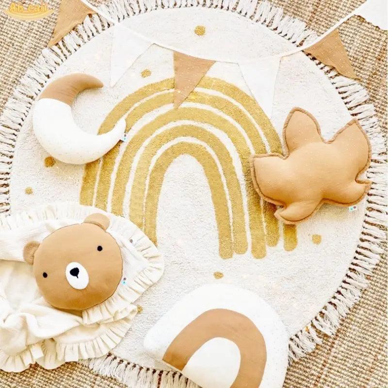 Children's Rainbow Tassel Rug - Non-Slip Play Mat by HitMyNeed