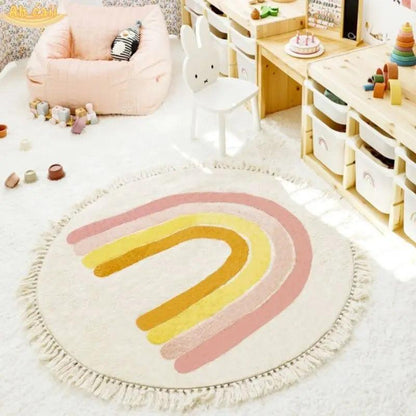 Children's Rainbow Tassel Rug - Non-Slip Play Mat by HitMyNeed