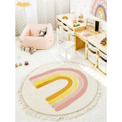 Children's Rainbow Tassel Rug - Non-Slip Play Mat by HitMyNeed