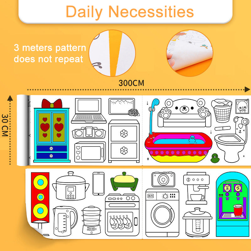 Children's Self-Adhesive Coloring Roll, 3m daily-necessities by HitMyNeed