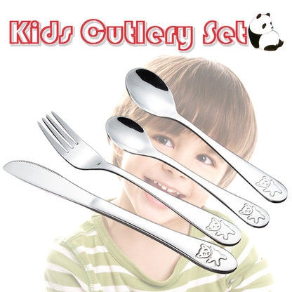 Children's Stainless Steel Panda Cutlery Set by HitMyNeed