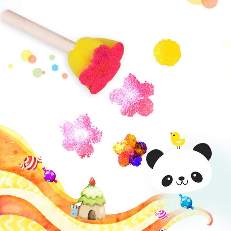 Children's Wooden Handle Sponge Paintbrush Set (5pcs) by HitMyNeed