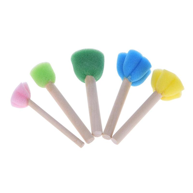 Children's Wooden Handle Sponge Paintbrush Set (5pcs) by HitMyNeed