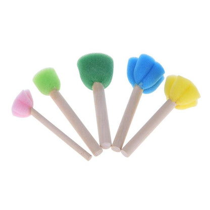 Children's Wooden Handle Sponge Paintbrush Set (5pcs) by HitMyNeed