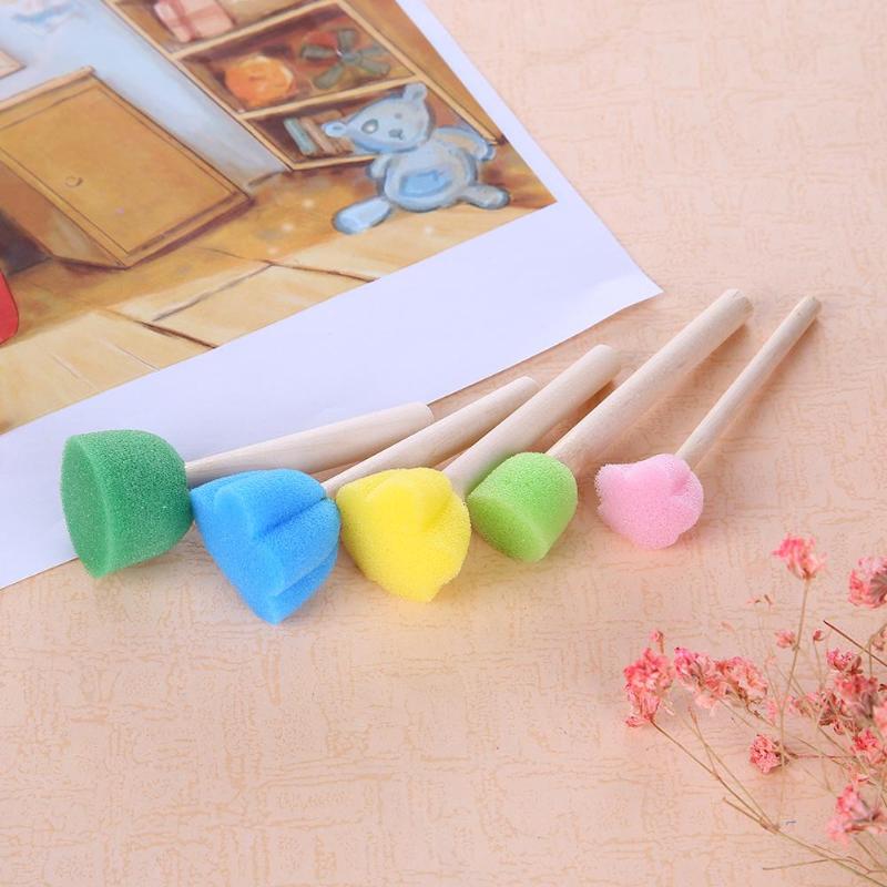 Children's Wooden Handle Sponge Paintbrush Set (5pcs) by HitMyNeed