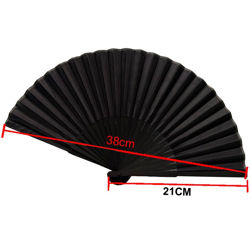 Chinese Black Vintage Folding Hand Fan, Bamboo & Cloth by HitMyNeed