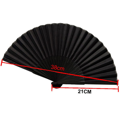 Chinese Black Vintage Folding Hand Fan, Bamboo & Cloth by HitMyNeed