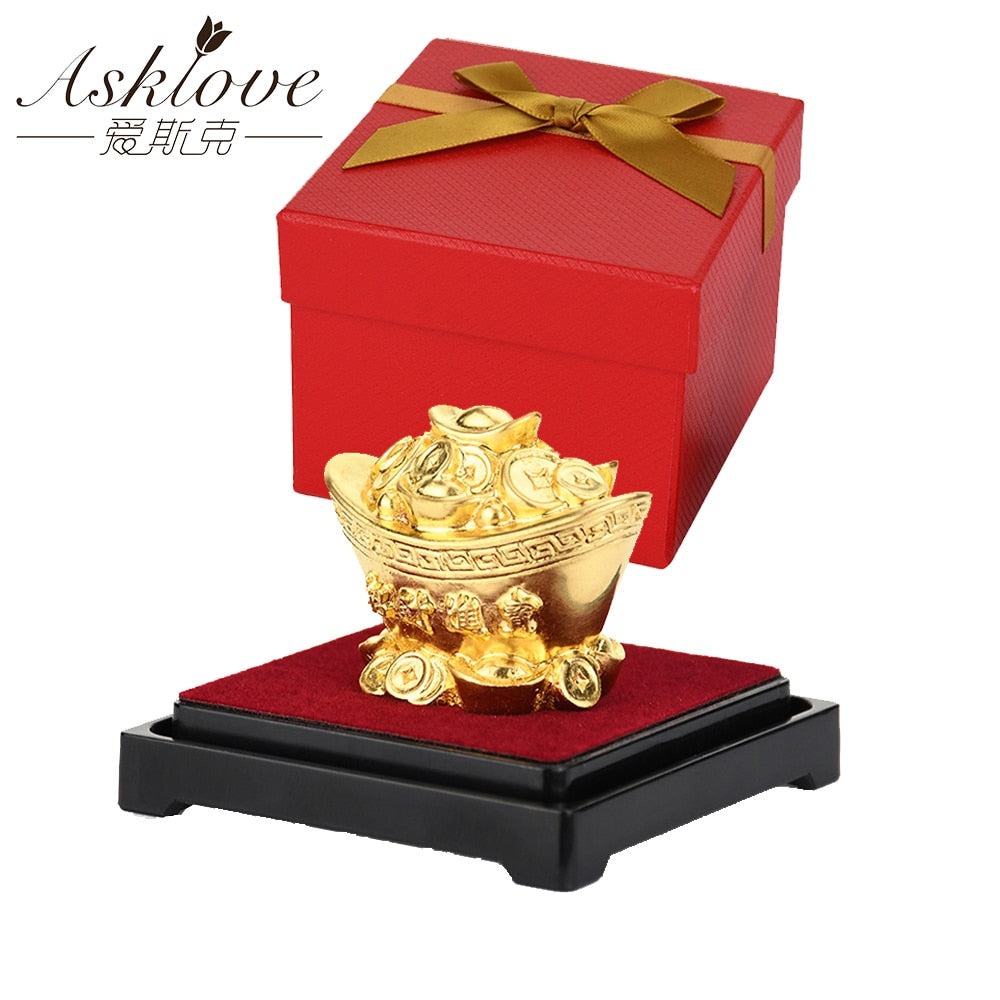 Chinese Gold Ingot Feng Shui Wealth Figurine by HitMyNeed