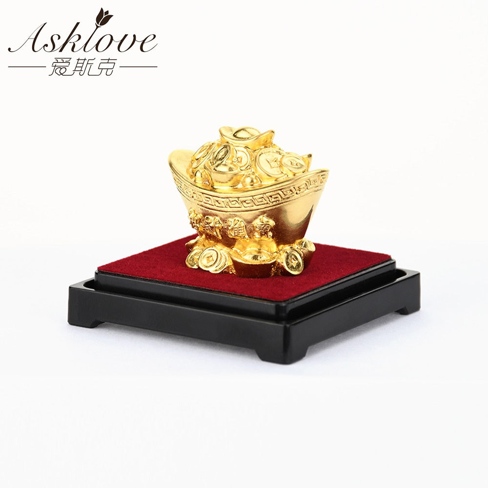 Chinese Gold Ingot Feng Shui Wealth Figurine by HitMyNeed