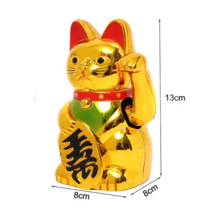 Chinese Lucky Cat Gold Waving Maneki Neko 13.5cm by HitMyNeed