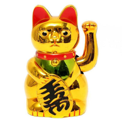 Chinese Lucky Cat Gold Waving Maneki Neko 13.5cm by HitMyNeed