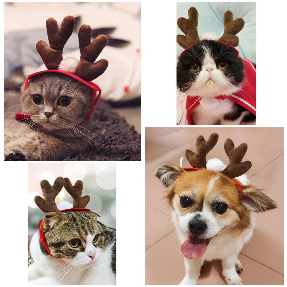Christmas Adjustable Reindeer Hat for Dogs & Cats by HitMyNeed