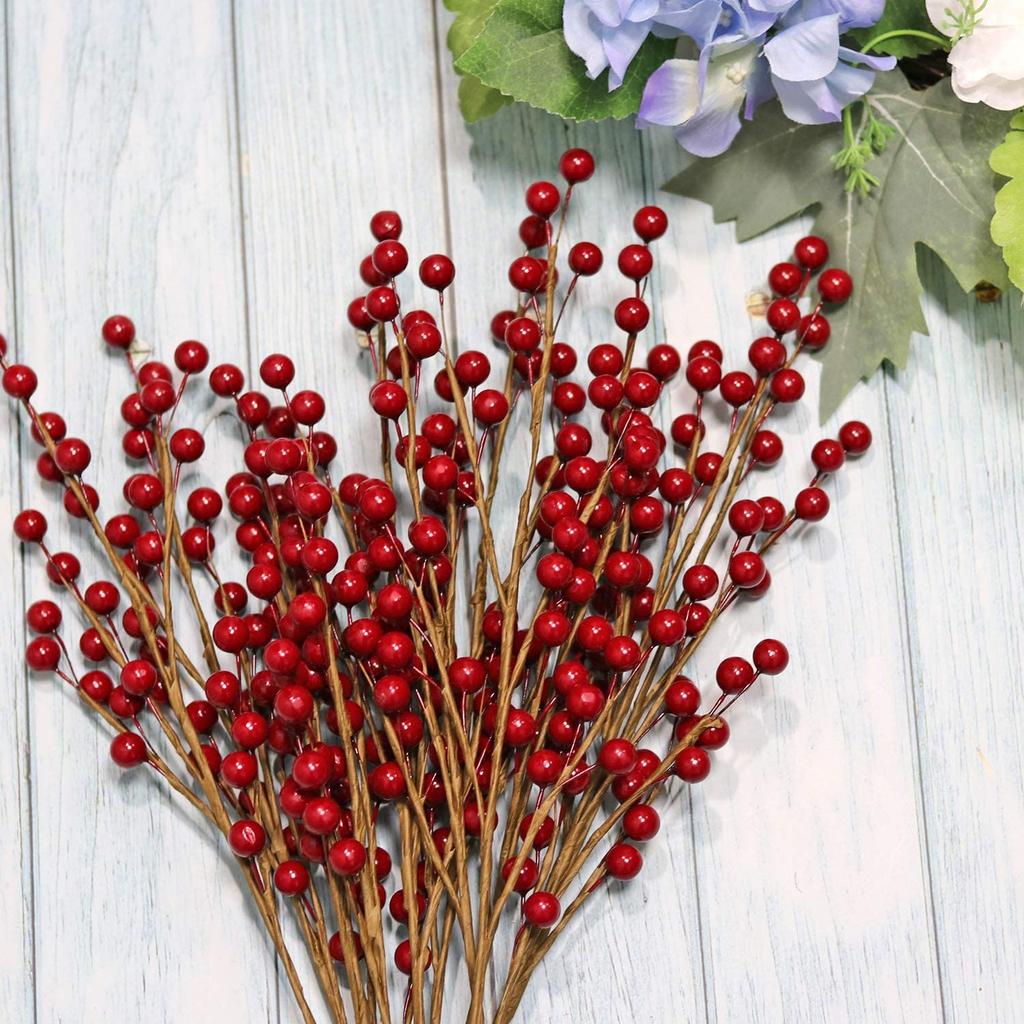 Christmas Artificial Red Berry Stems (12 Pack) by HitMyNeed