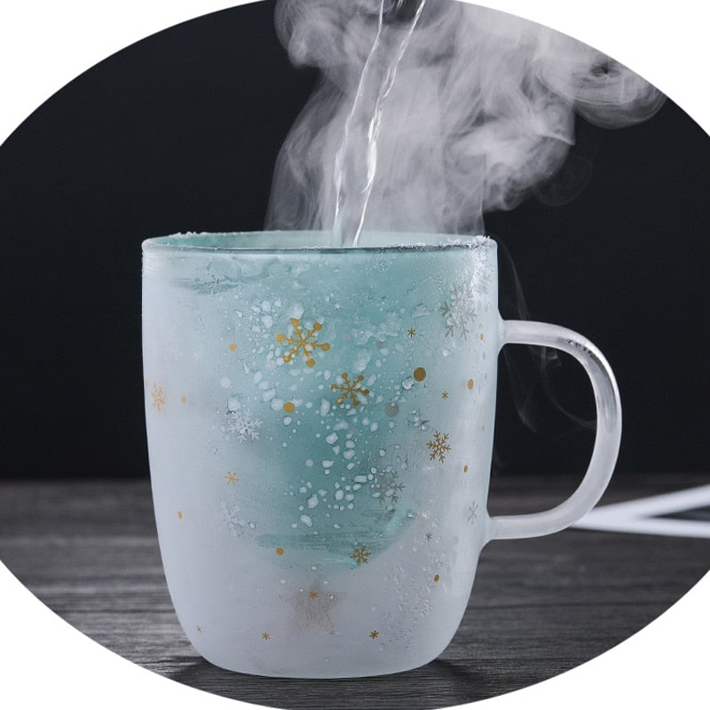 Christmas Double-Wall Glass Coffee Mug with Lid by HitMyNeed