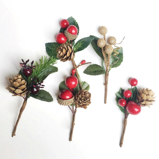 Christmas Faux Holly Picks Set of 5 by HitMyNeed