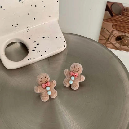 Christmas Gingerbread Man Stud Earrings by HitMyNeed