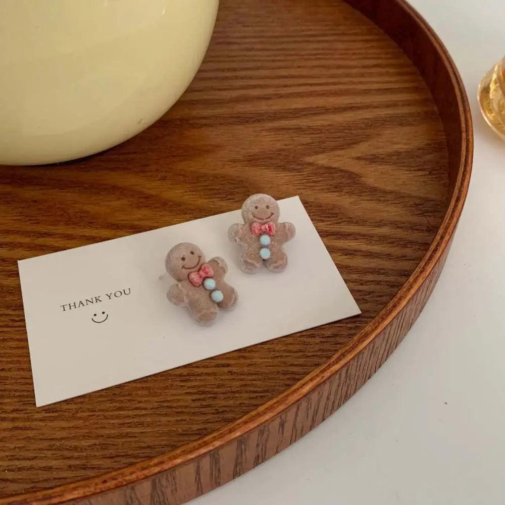 Christmas Gingerbread Man Stud Earrings by HitMyNeed