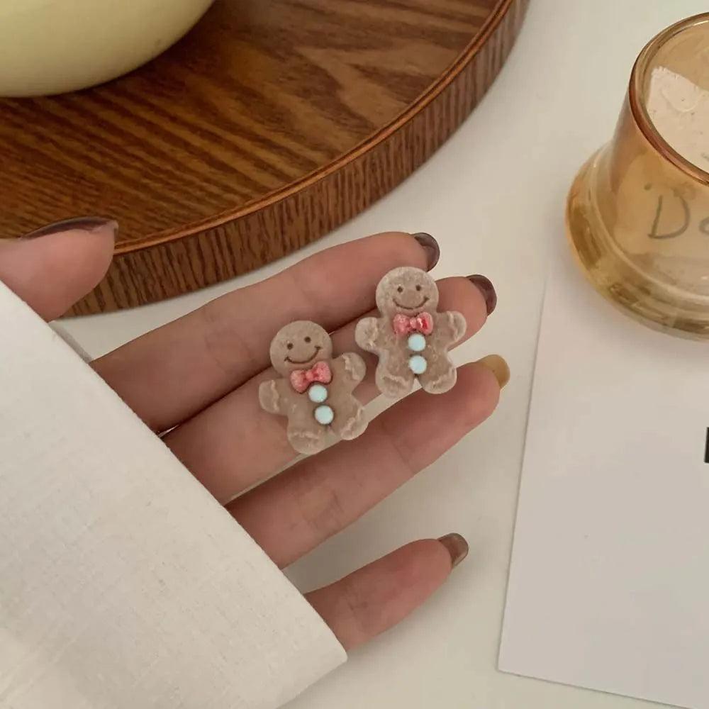 Christmas Gingerbread Man Stud Earrings by HitMyNeed