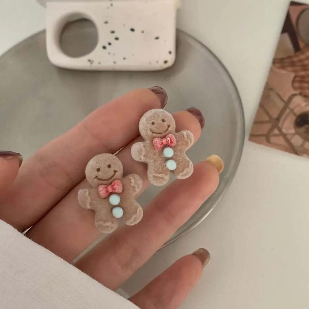 Christmas Gingerbread Man Stud Earrings by HitMyNeed