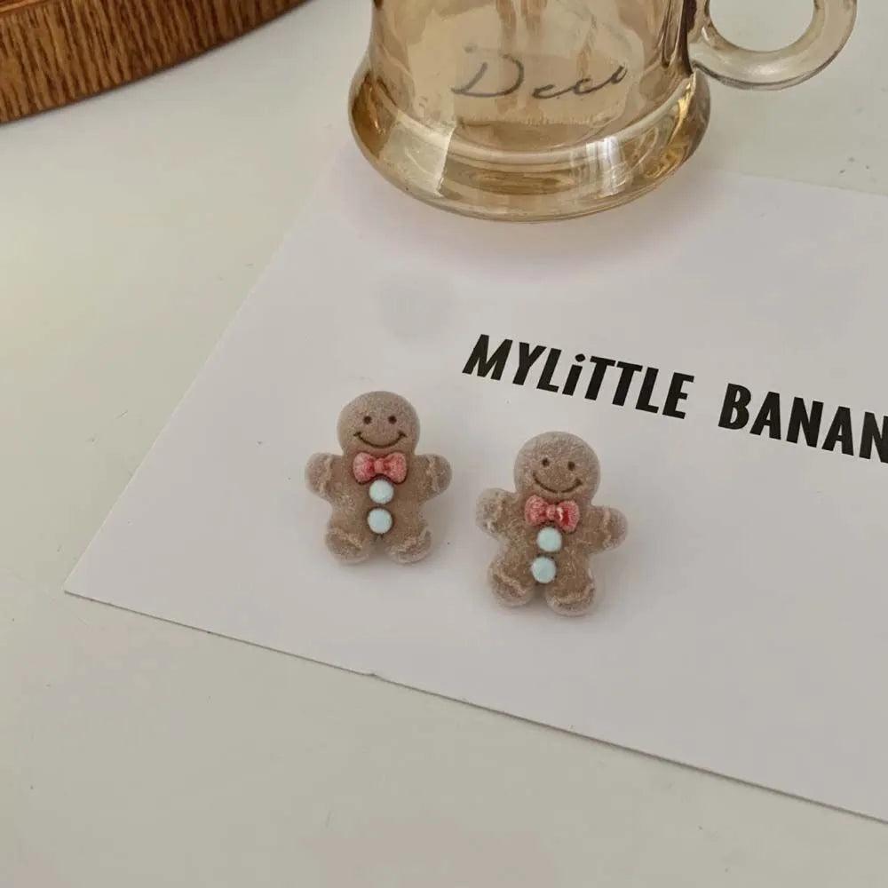 Christmas Gingerbread Man Stud Earrings by HitMyNeed