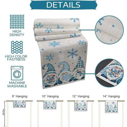 Christmas Gnome Snow Linen Table Runner by HitMyNeed