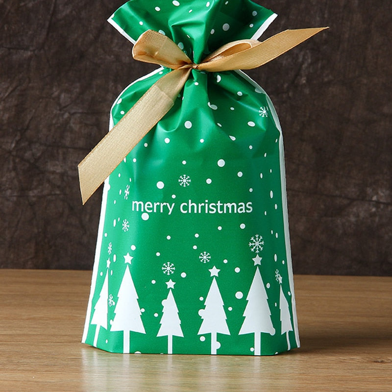 Christmas Goodie Bags with Ribbon 15 x 23 cm light-yellow 5pcs by HitMyNeed