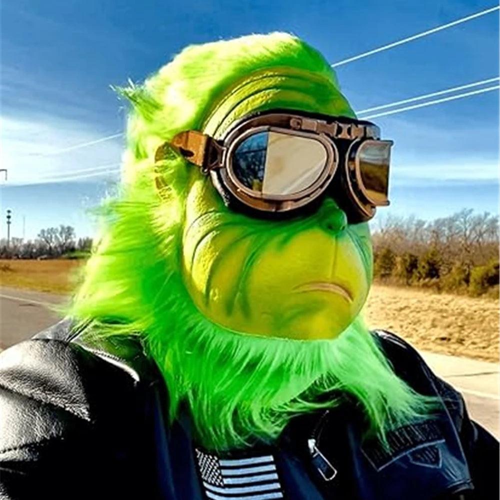 Christmas Green Monster Mask with Santa Hat & Gloves by HitMyNeed