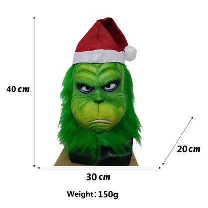 Christmas Green Monster Mask with Santa Hat & Gloves by HitMyNeed