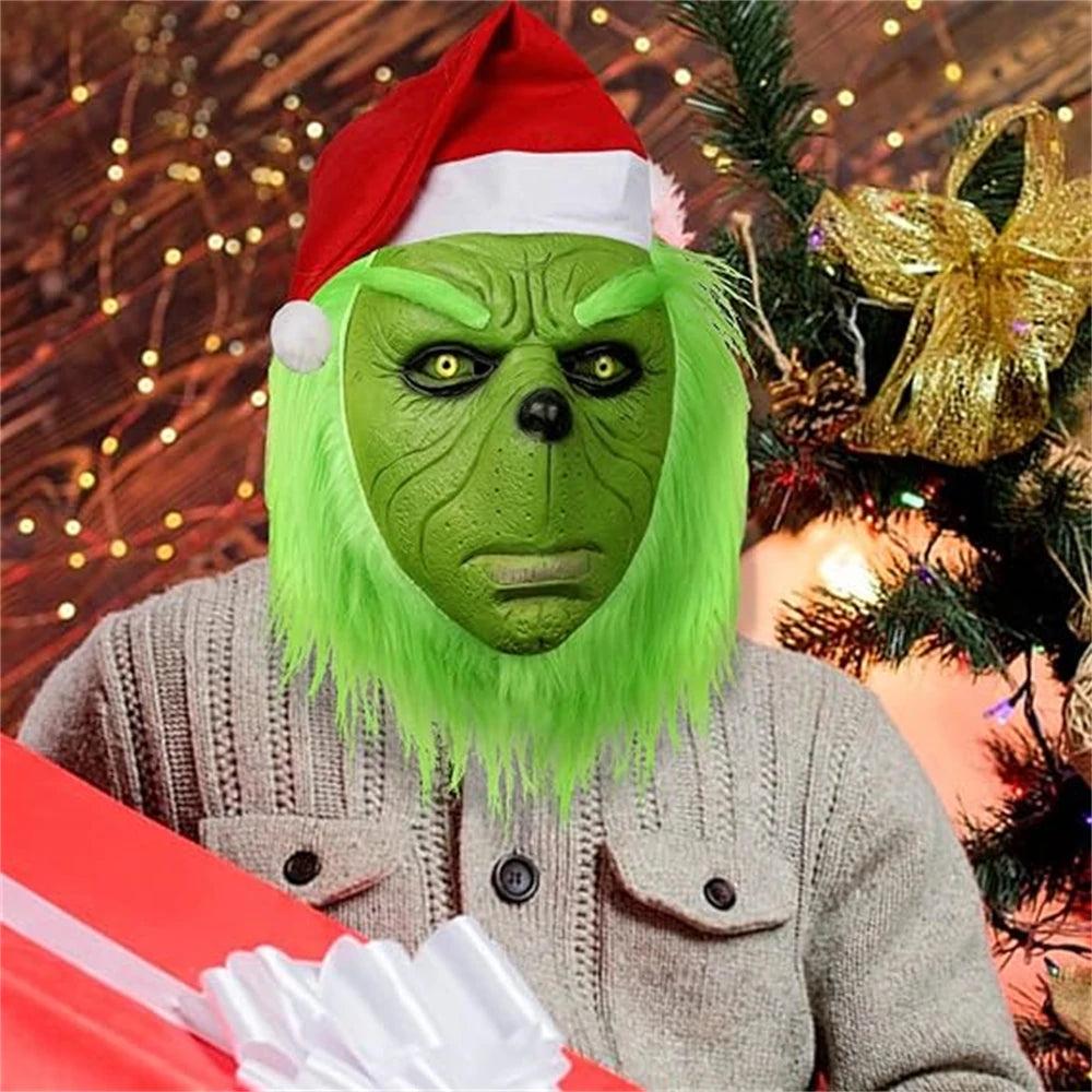 Christmas Green Monster Mask with Santa Hat & Gloves by HitMyNeed